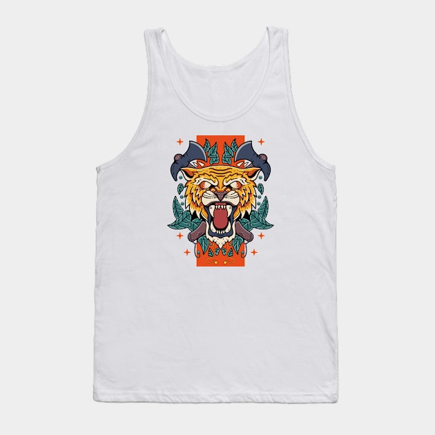 Tiger with Axes Tank Top by Mixmediarts 